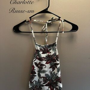 Charlotte Russe Floral Halter Top in Red and Black